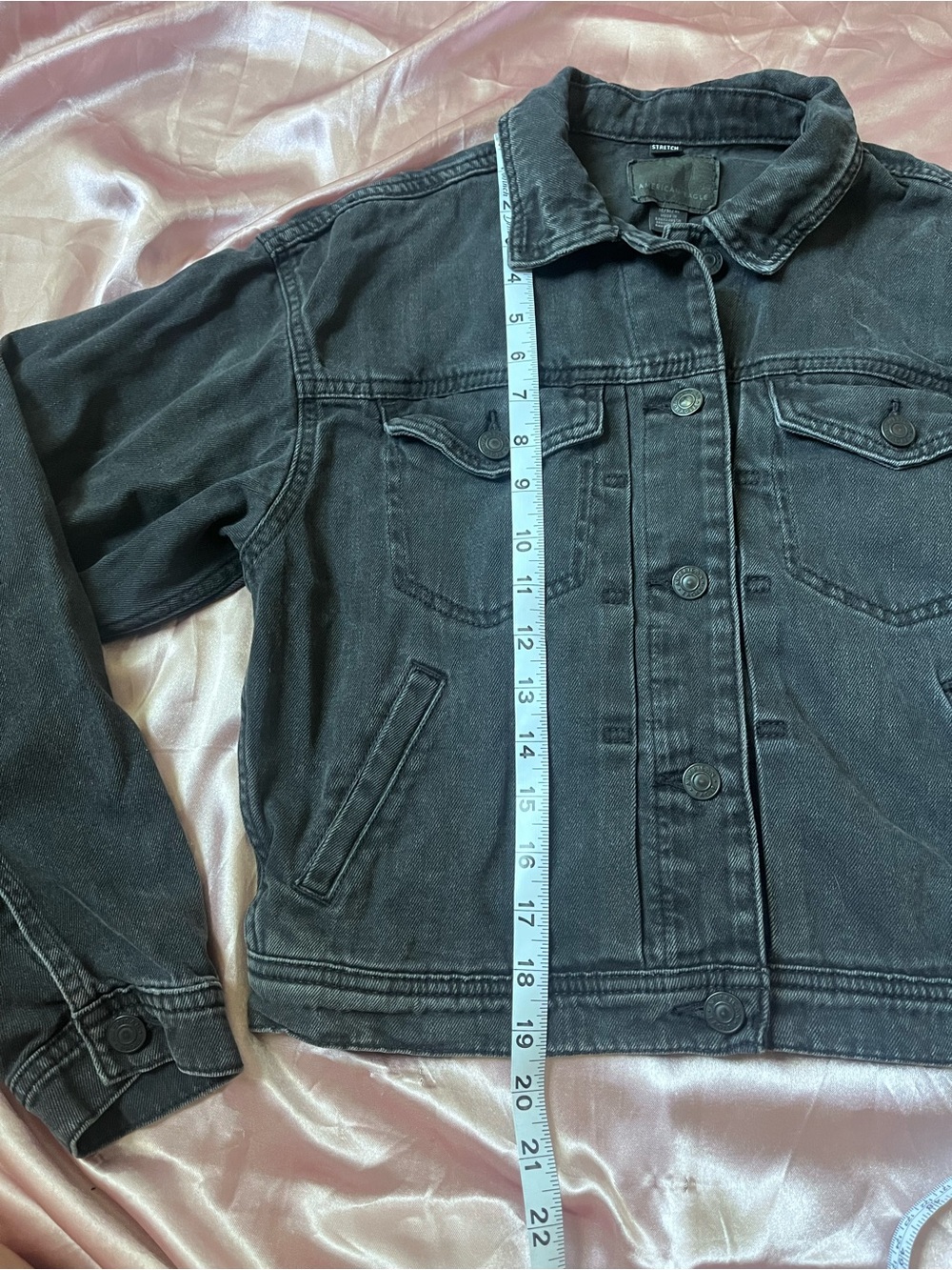 American Eagle Outfitters Washed Black Denim Jacket - Picture 6 of 10